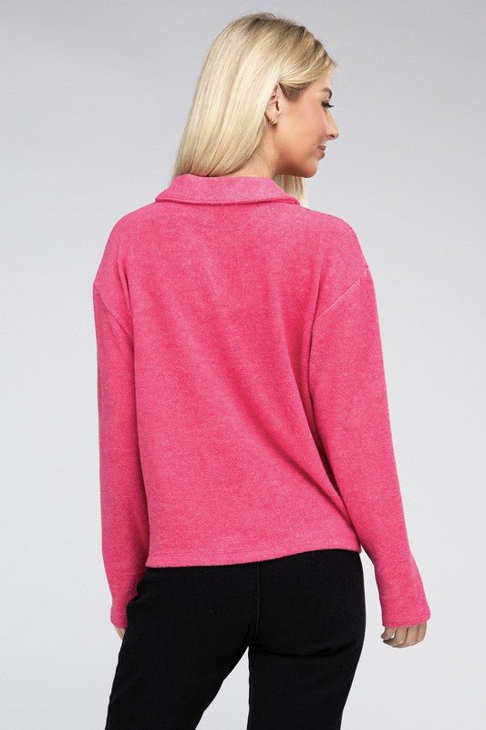 Brushed Melange Hacci Collared Sweater - Grit & Grace Designs