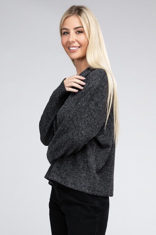Brushed Melange Hacci Collared Sweater - Grit & Grace Designs