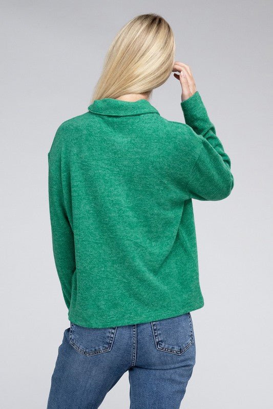 Brushed Melange Hacci Collared Sweater - Grit & Grace Designs
