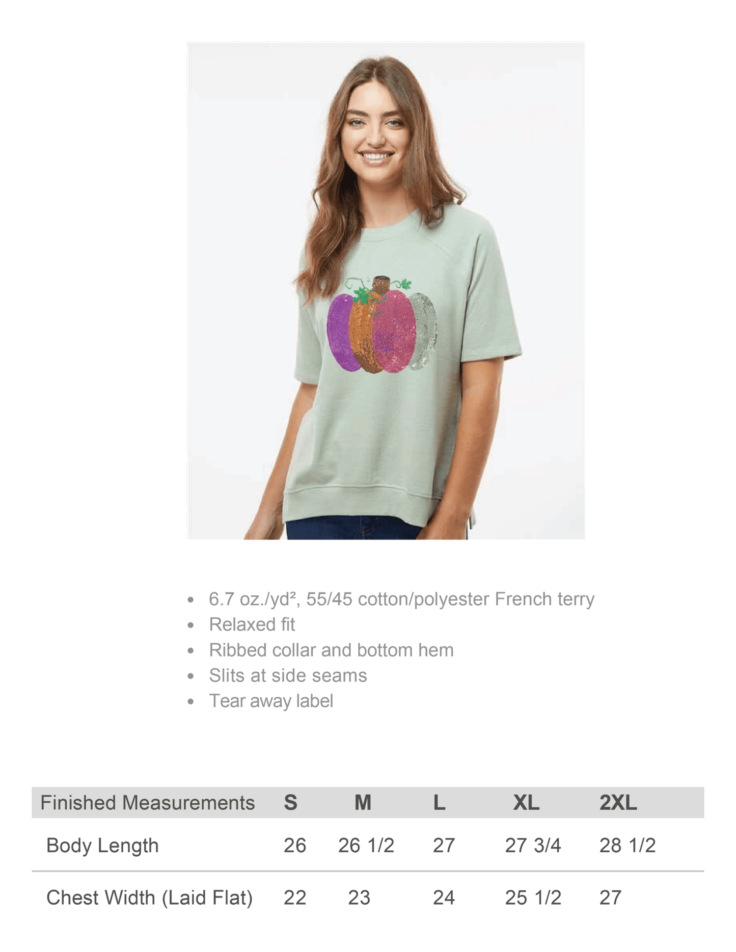 French Terry Sequin Pumpkin Tee - Grit & Grace Designs