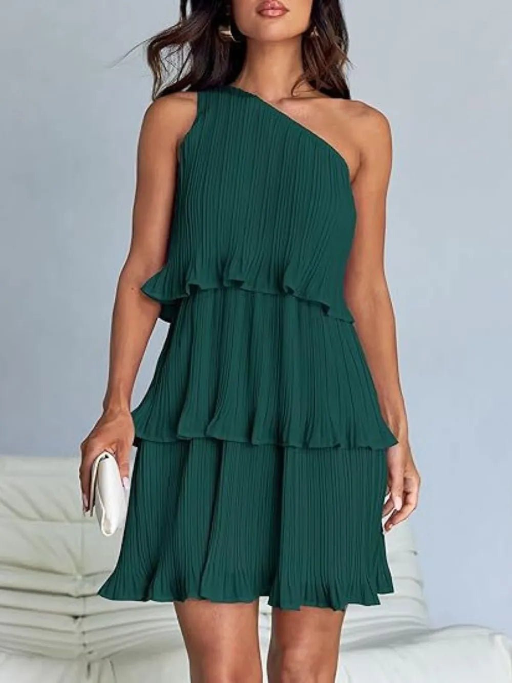 Layered Single Shoulder Mini Dress - Grit & Grace Designs