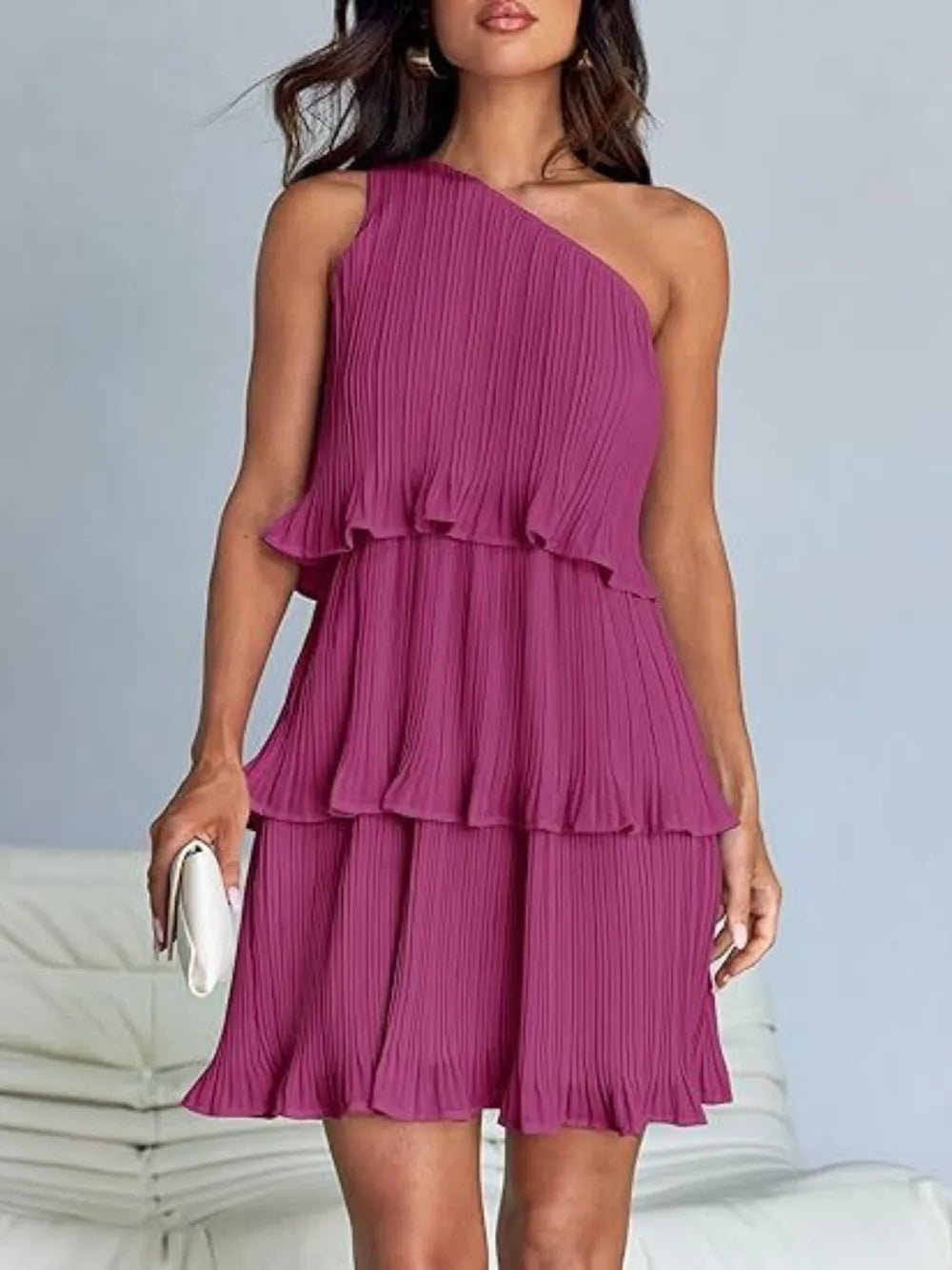 Layered Single Shoulder Mini Dress - Grit & Grace Designs