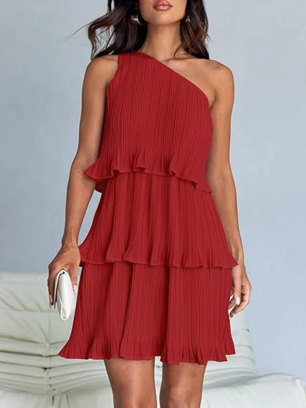 Layered Single Shoulder Mini Dress - Grit & Grace Designs