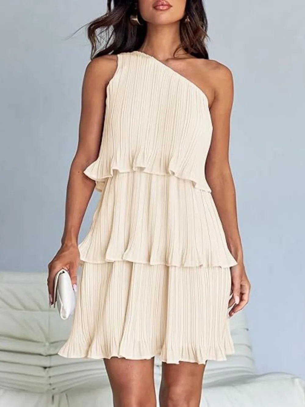 Layered Single Shoulder Mini Dress - Grit & Grace Designs