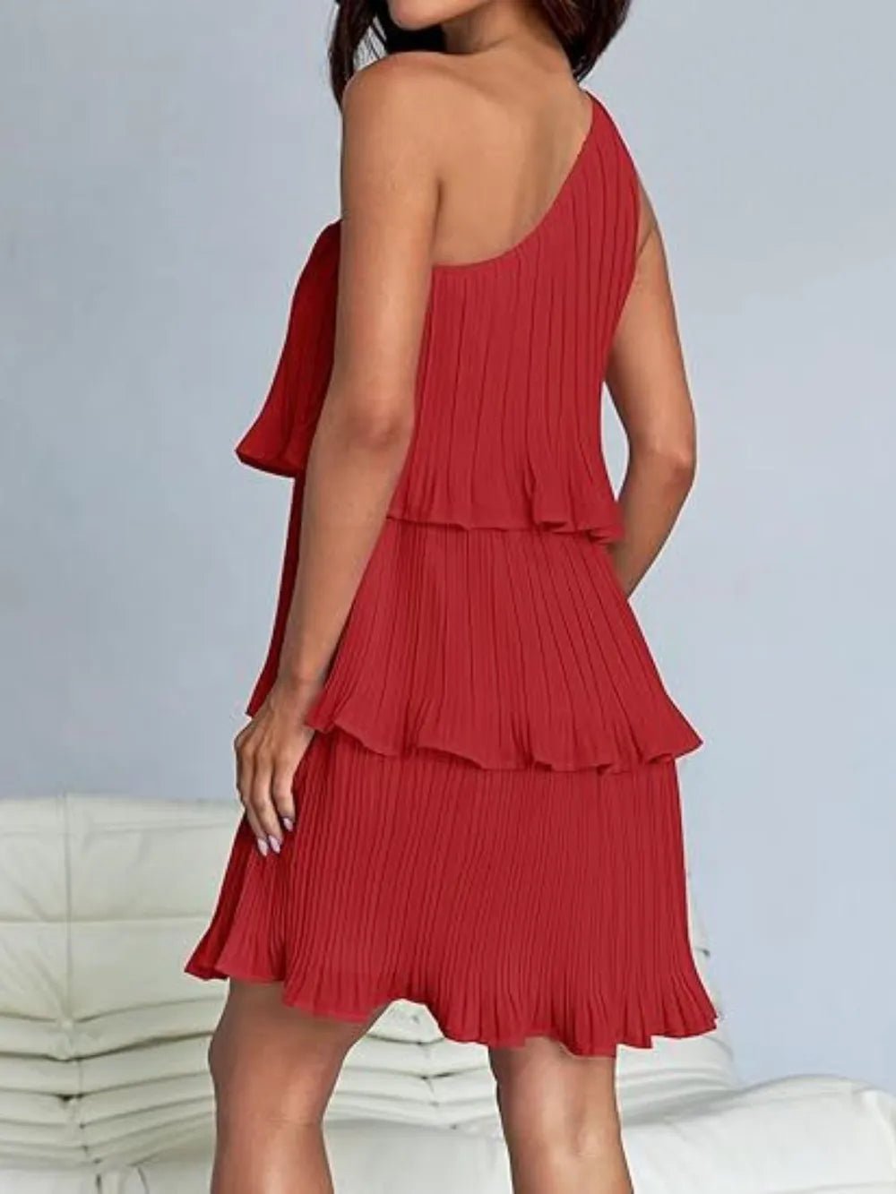 Layered Single Shoulder Mini Dress - Grit & Grace Designs