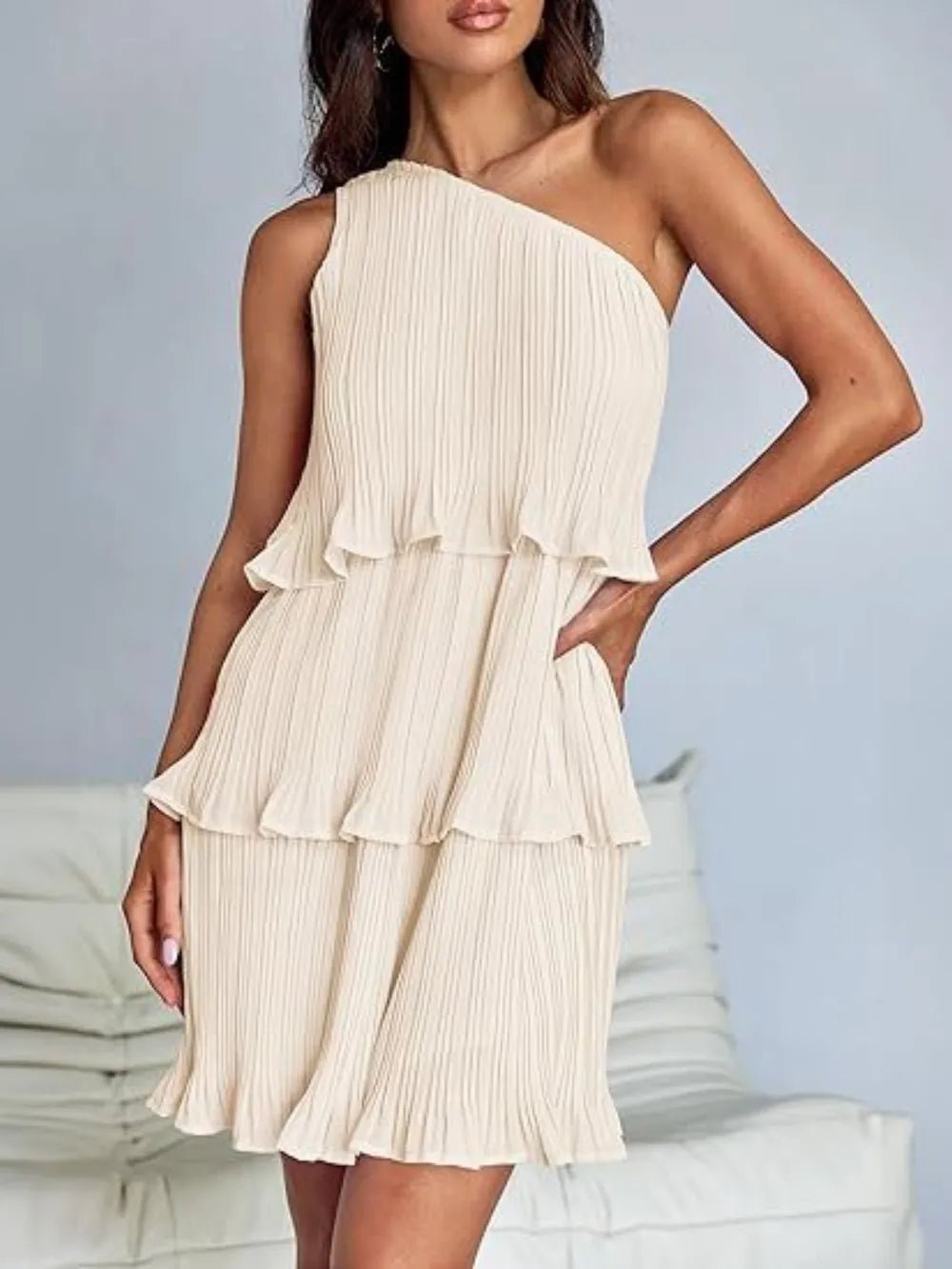 Layered Single Shoulder Mini Dress - Grit & Grace Designs