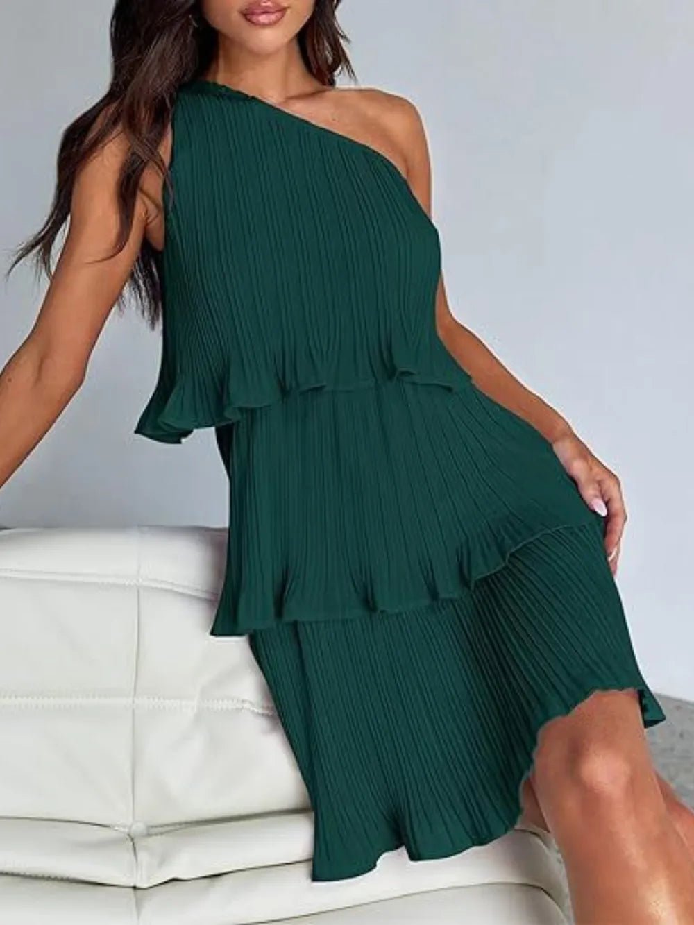 Layered Single Shoulder Mini Dress - Grit & Grace Designs