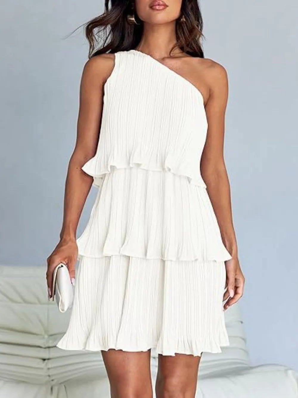 Layered Single Shoulder Mini Dress - Grit & Grace Designs