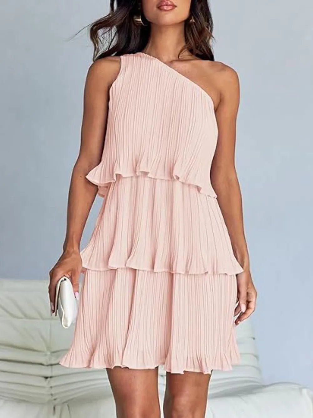 Layered Single Shoulder Mini Dress - Grit & Grace Designs