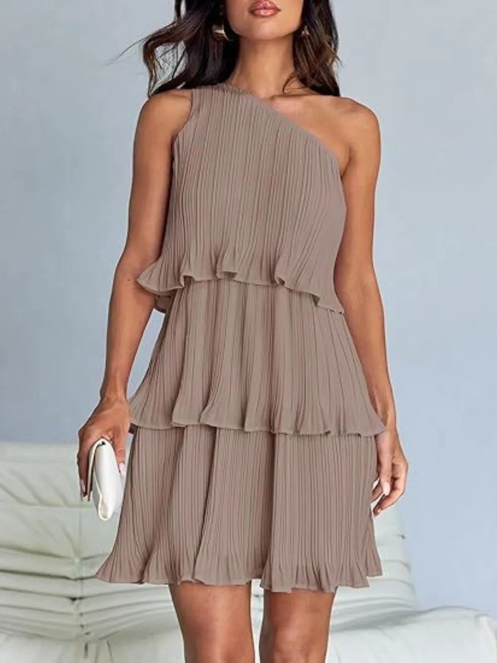 Layered Single Shoulder Mini Dress - Grit & Grace Designs