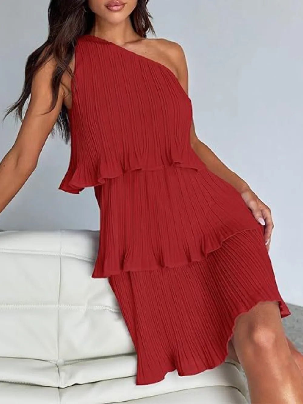 Layered Single Shoulder Mini Dress - Grit & Grace Designs