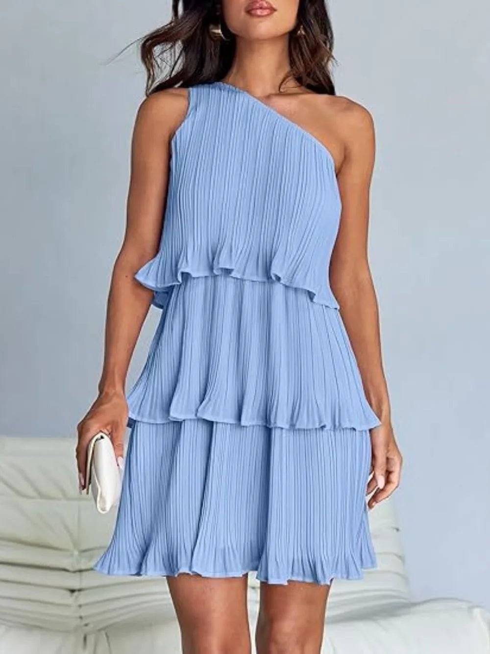 Layered Single Shoulder Mini Dress - Grit & Grace Designs