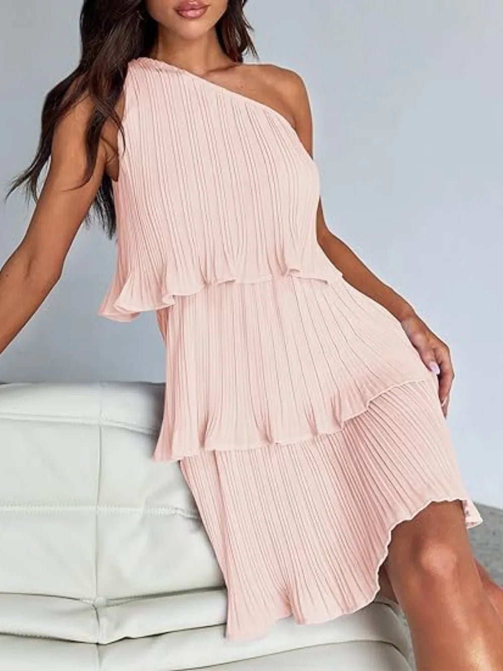 Layered Single Shoulder Mini Dress - Grit & Grace Designs