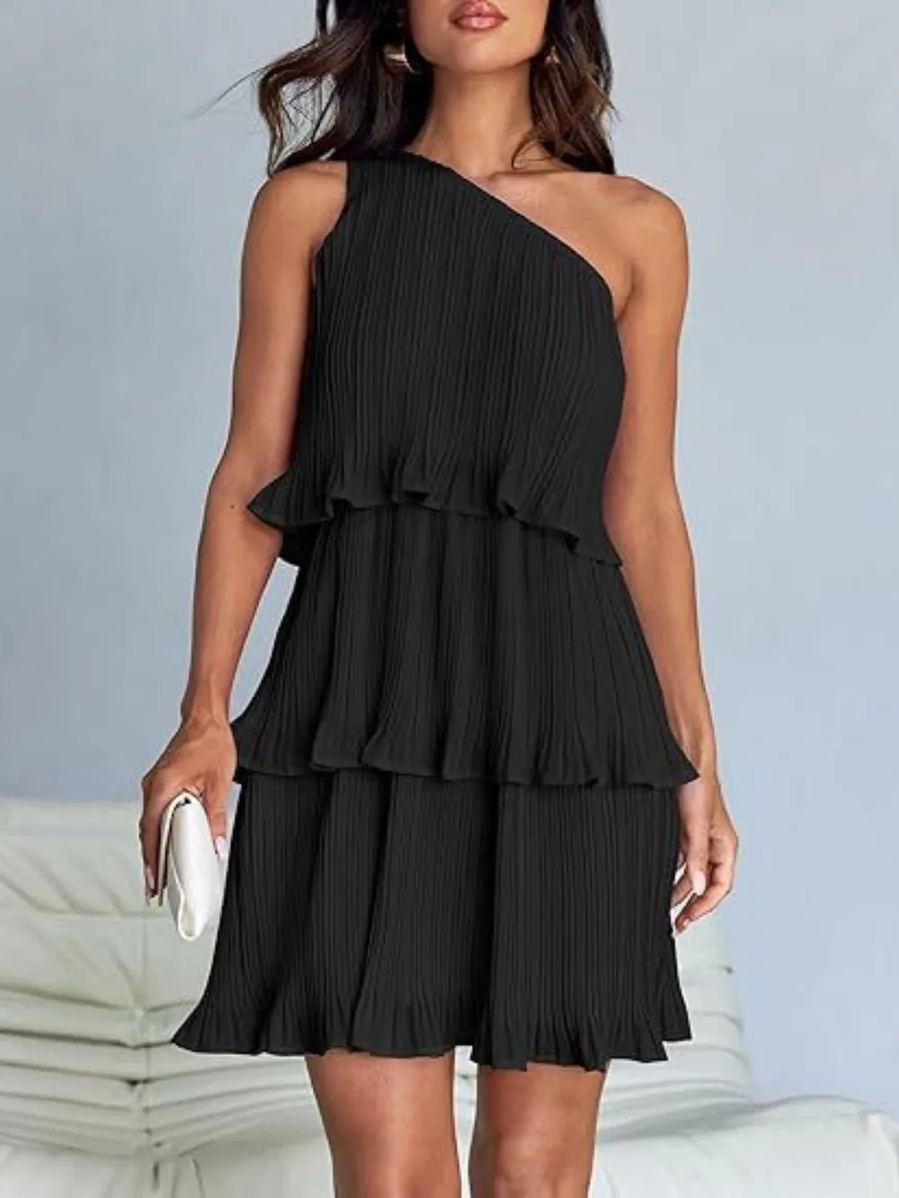 Layered Single Shoulder Mini Dress - Grit & Grace Designs