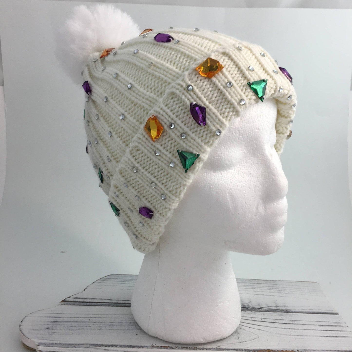 Mardi Gras gemstone beanie hat - Grit & Grace Designs