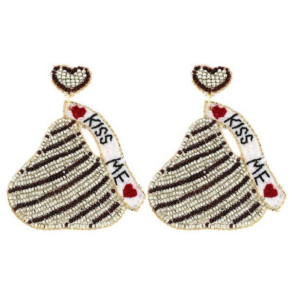 MESSAGE CHOCOLATE VALENTINE CANDY BEADED EARRINGS 41 - Grit & Grace Designs