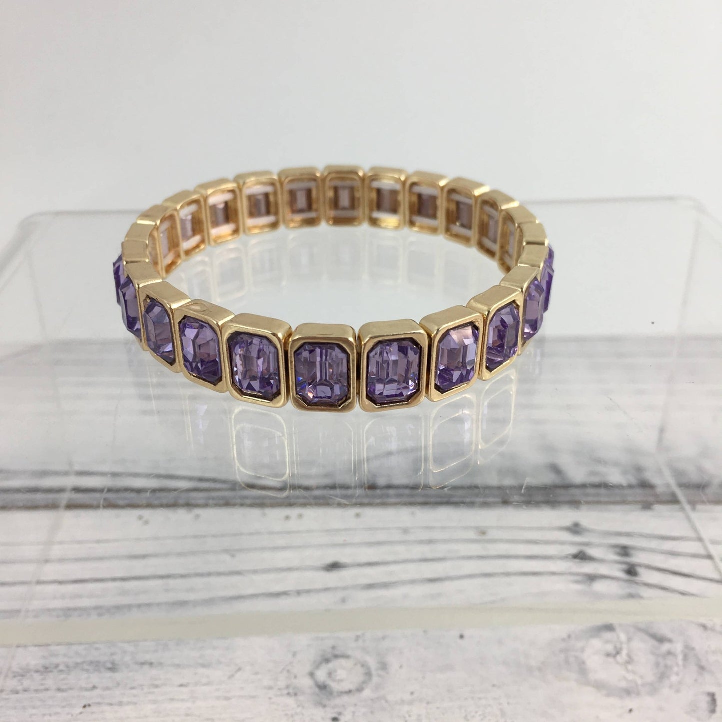 Purple and gold gemstone stretch bracelet - Grit & Grace Designs