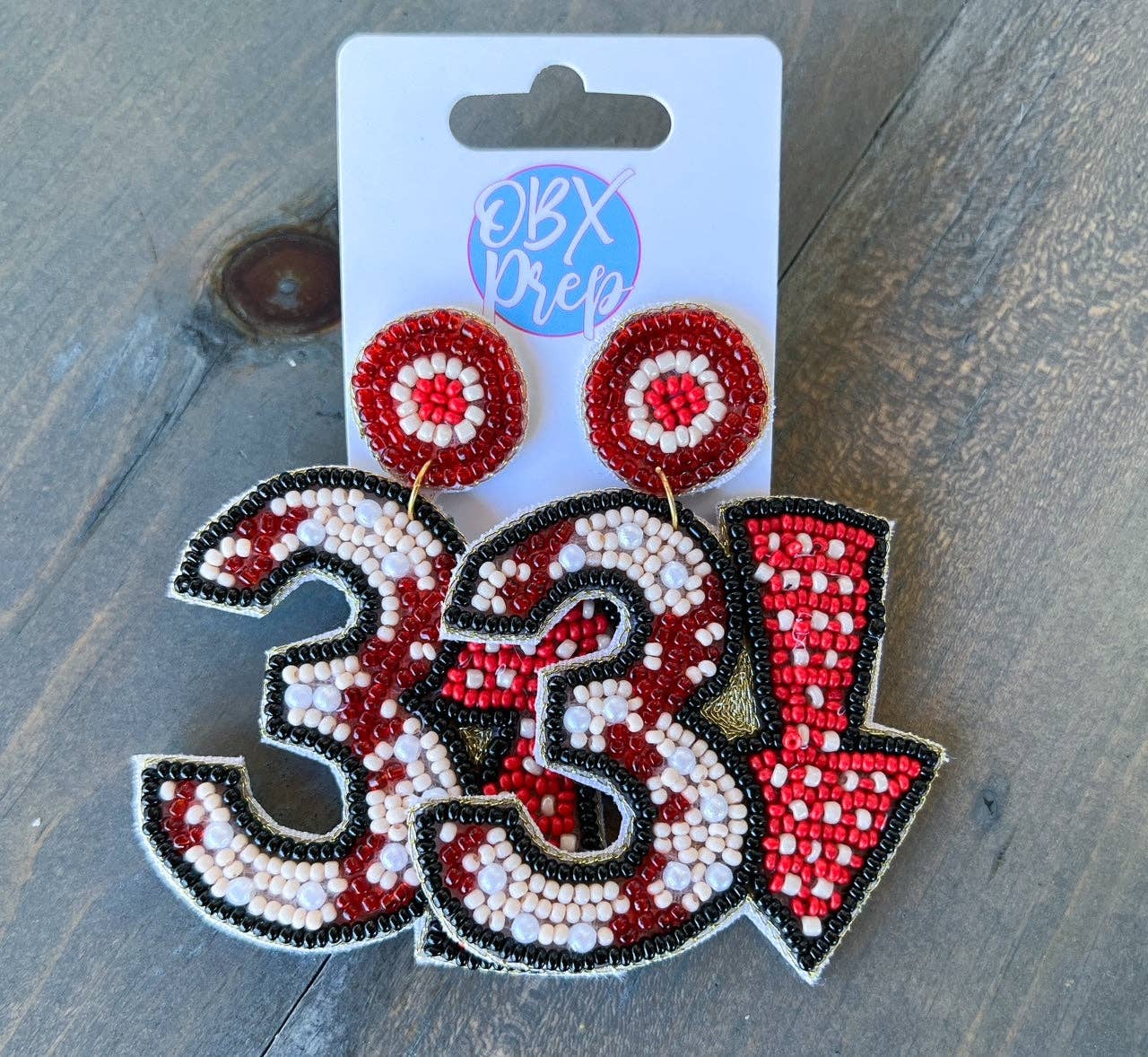 Three Up Three Down Baseball Bead Dangle Earrings - Grit & Grace Designs