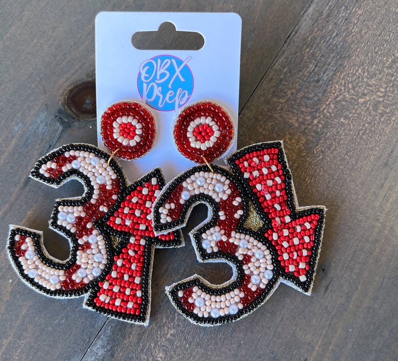 Three Up Three Down Baseball Bead Dangle Earrings - Grit & Grace Designs