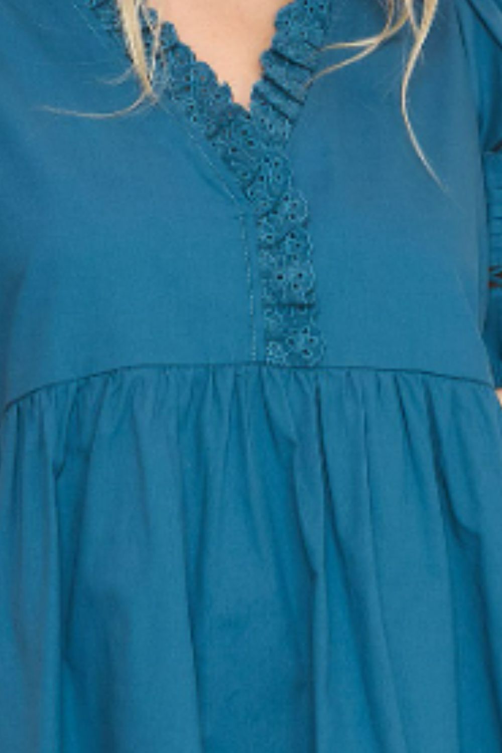 Umgee USA Full Size Lace Detail Puff Sleeve Mini Dress Plus Size - Grit & Grace Designs