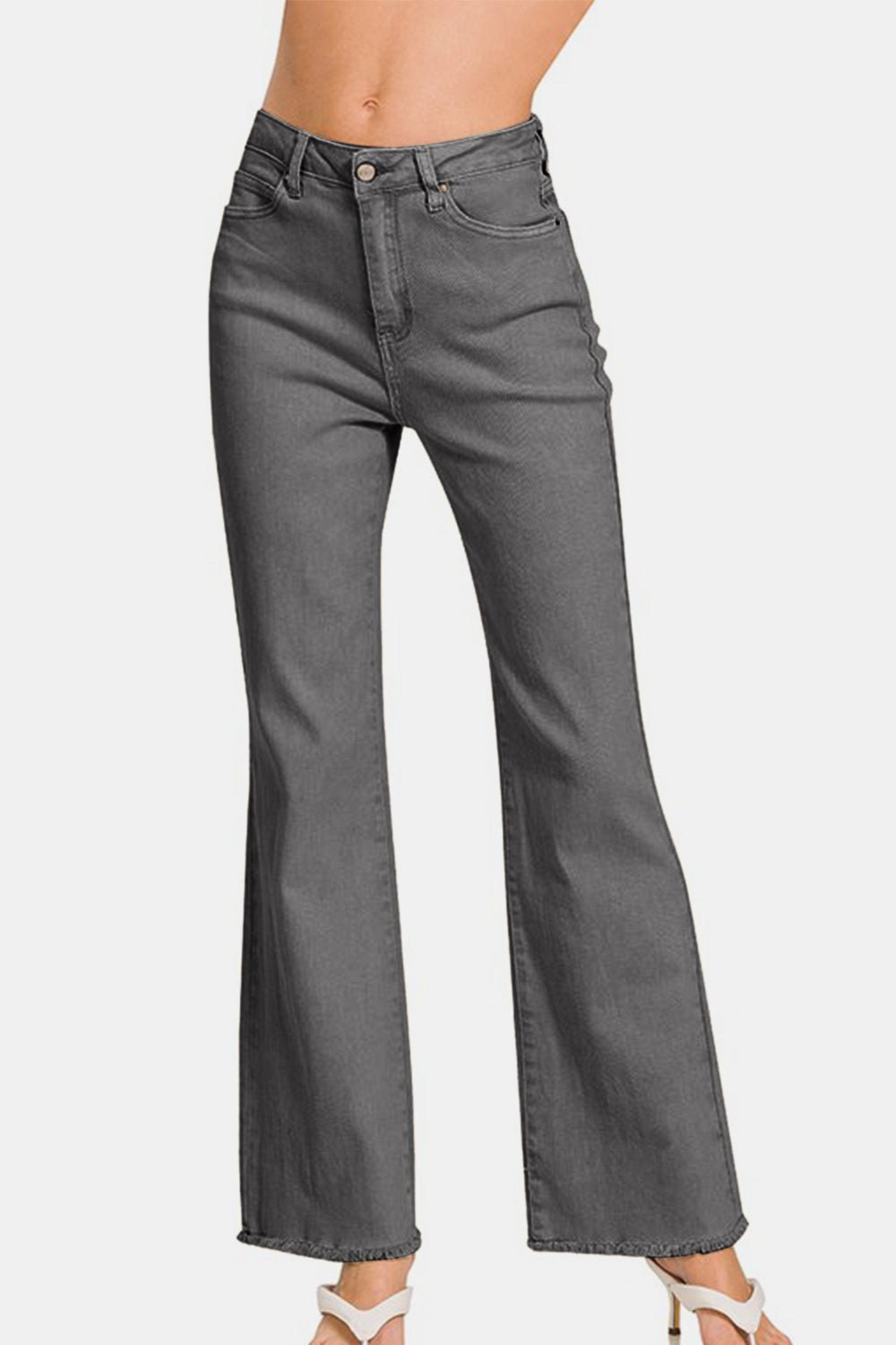 Zenana Acid Washed Frayed Hem Bootcut Jeans - Grit & Grace Designs