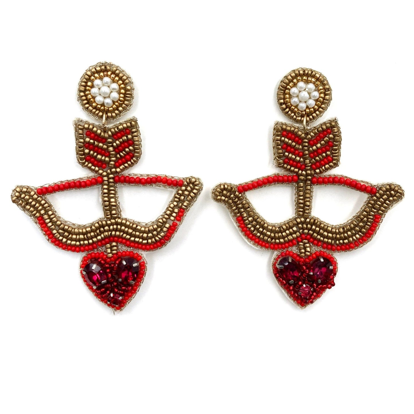 Valentine Heart Cupid Bow Arrow Seed Bead - Grit & Grace Designs
