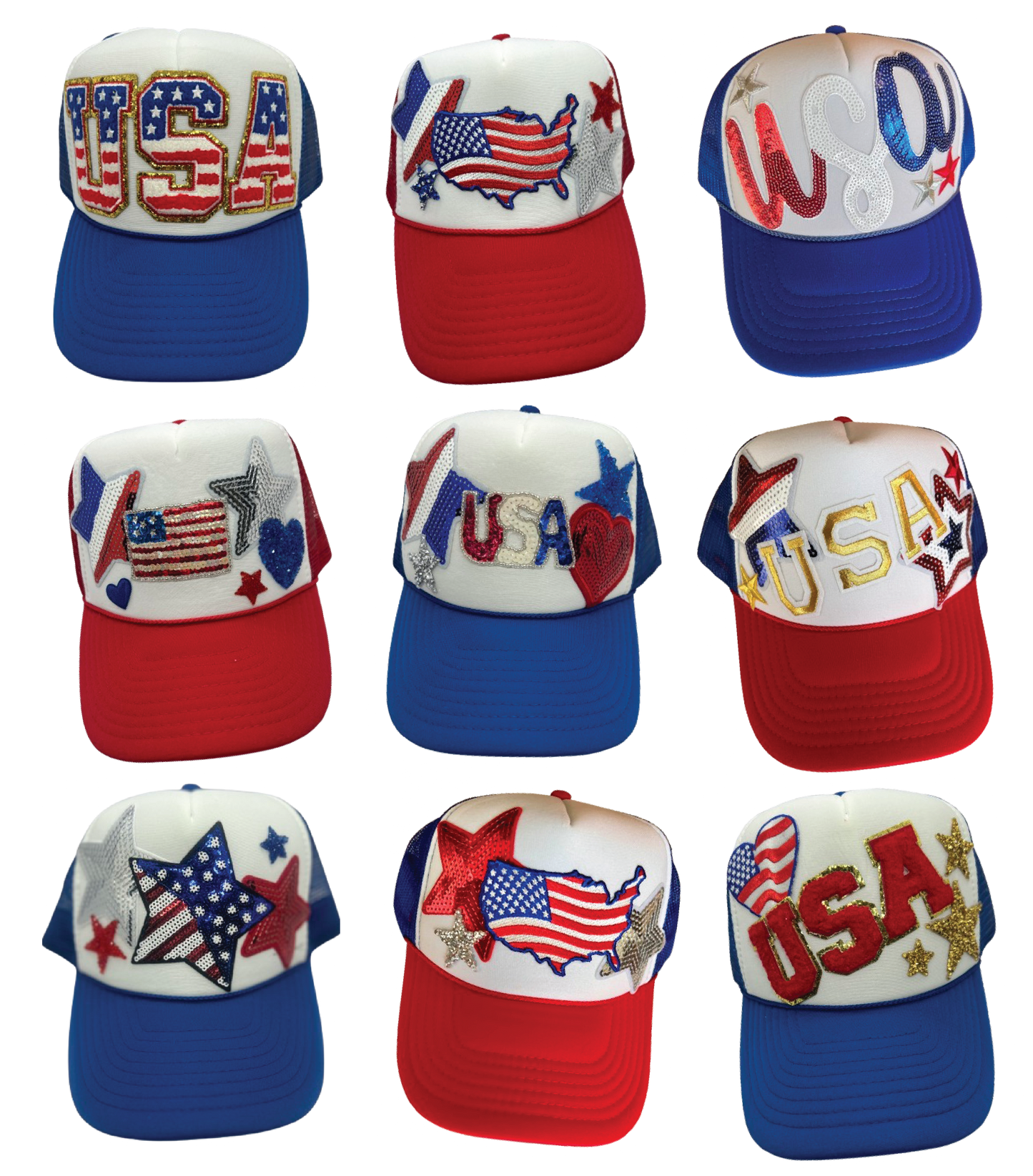 Group of All American USA Trucker Hats - Grit & Grace Designs