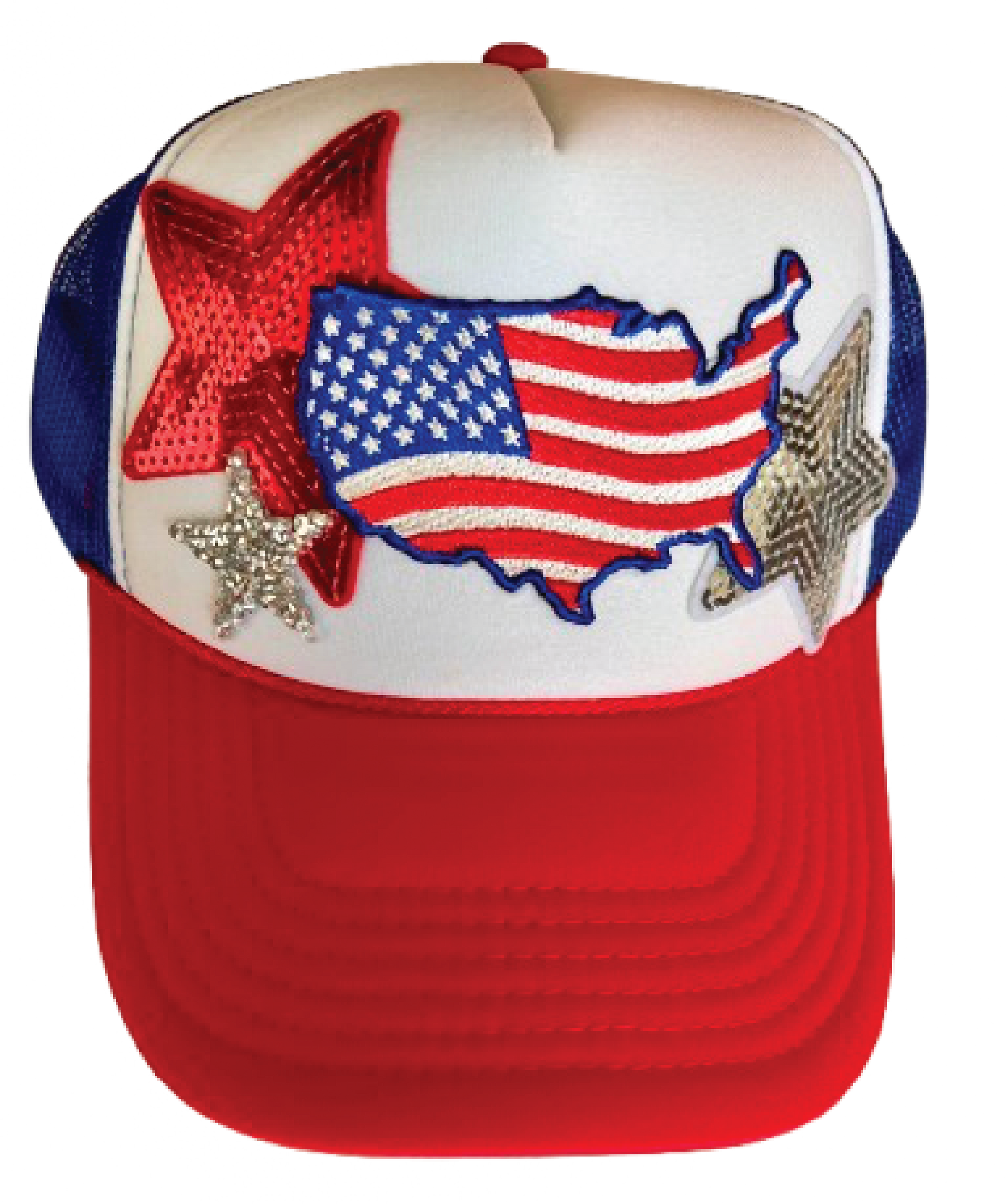 Red, White & Blue USA map Flag Trucker Hats - Grit & Grace Designs