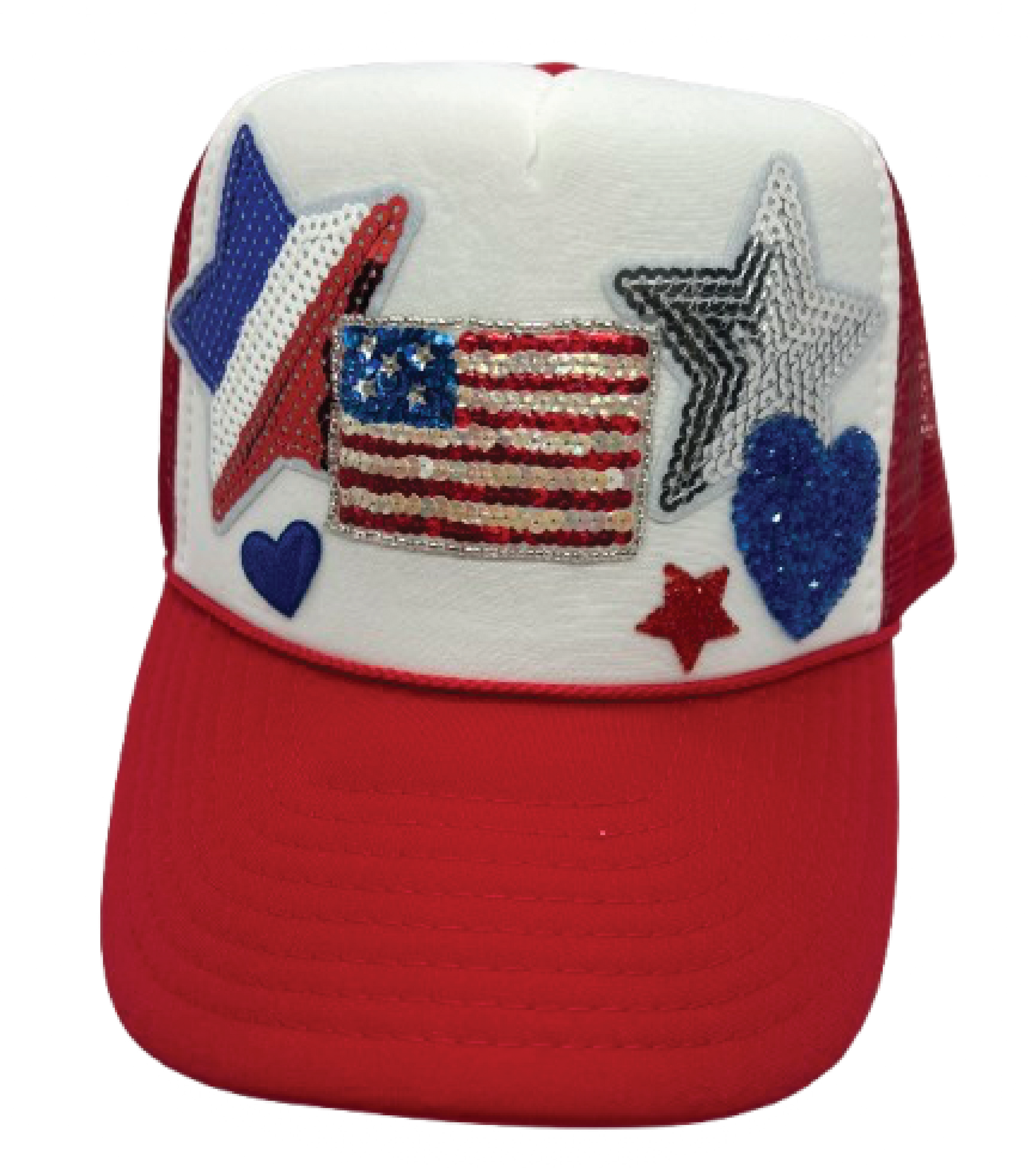 Small Sequin Flag Trucker Hats - Grit & Grace Designs