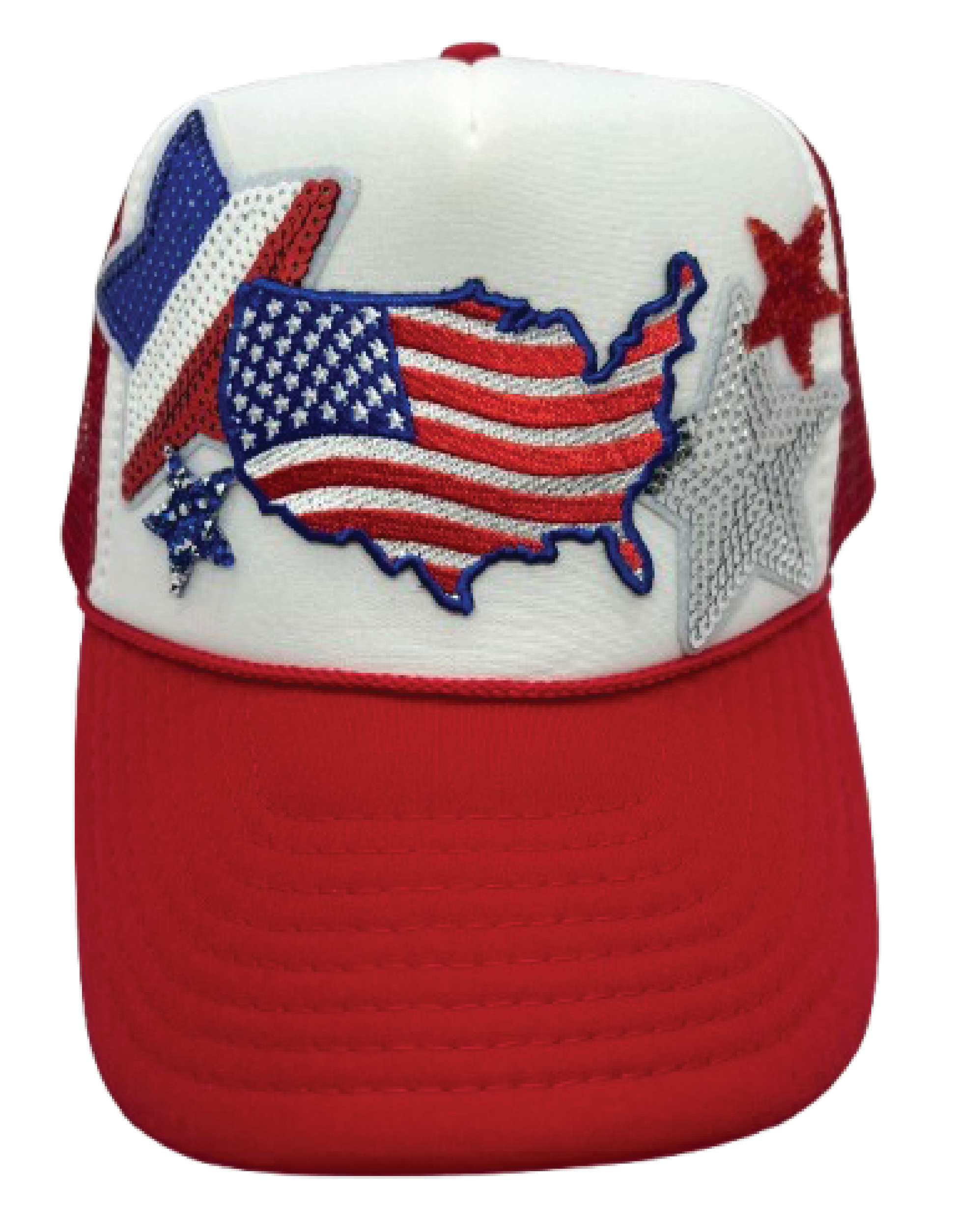 USA map Flag Red Trucker Hats - Grit & Grace Designs
