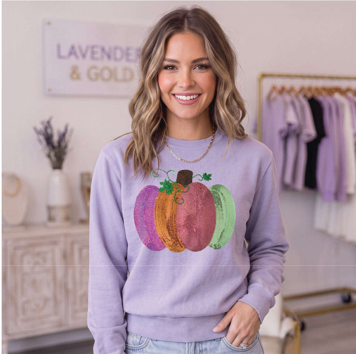 Sequin Pumpkin Sweatshirt