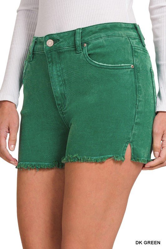 Acid Washed Frayed Cutoff Hem Shorts - Grit & Grace Designs