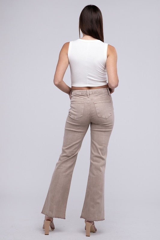 Acid Washed Frayed Cutoff Hem Straight Wide Pants - Grit & Grace Designs