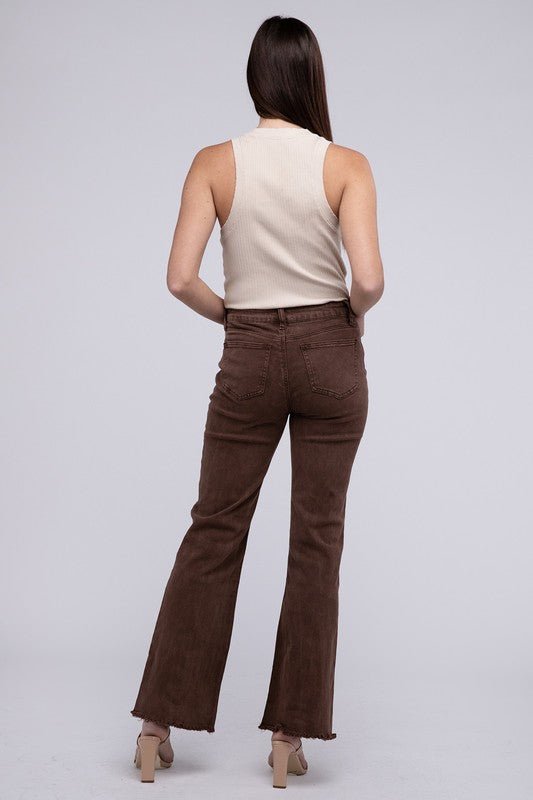 Acid Washed Frayed Cutoff Hem Straight Wide Pants - Grit & Grace Designs