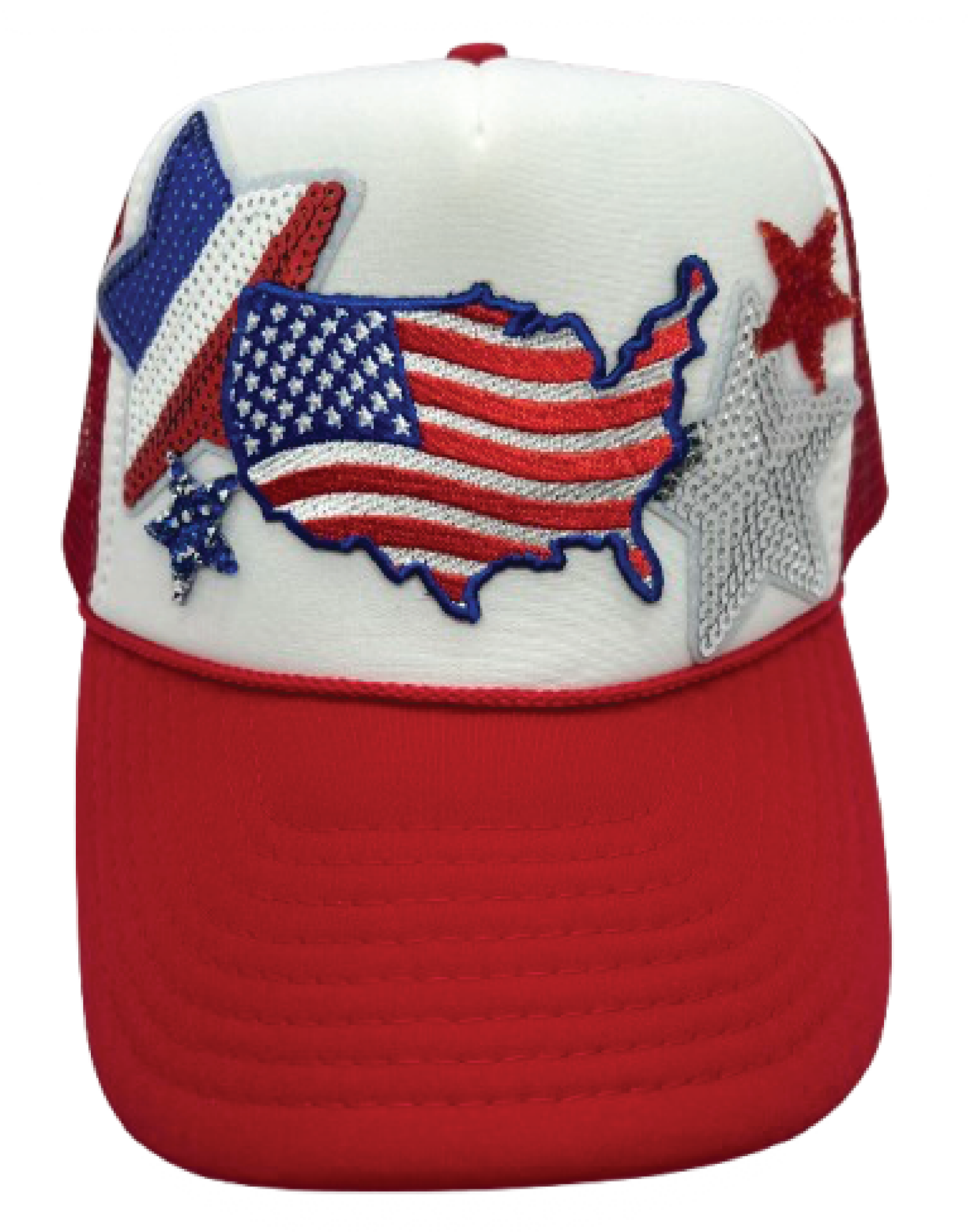 USA map Flag Red Trucker Hats - Grit & Grace Designs