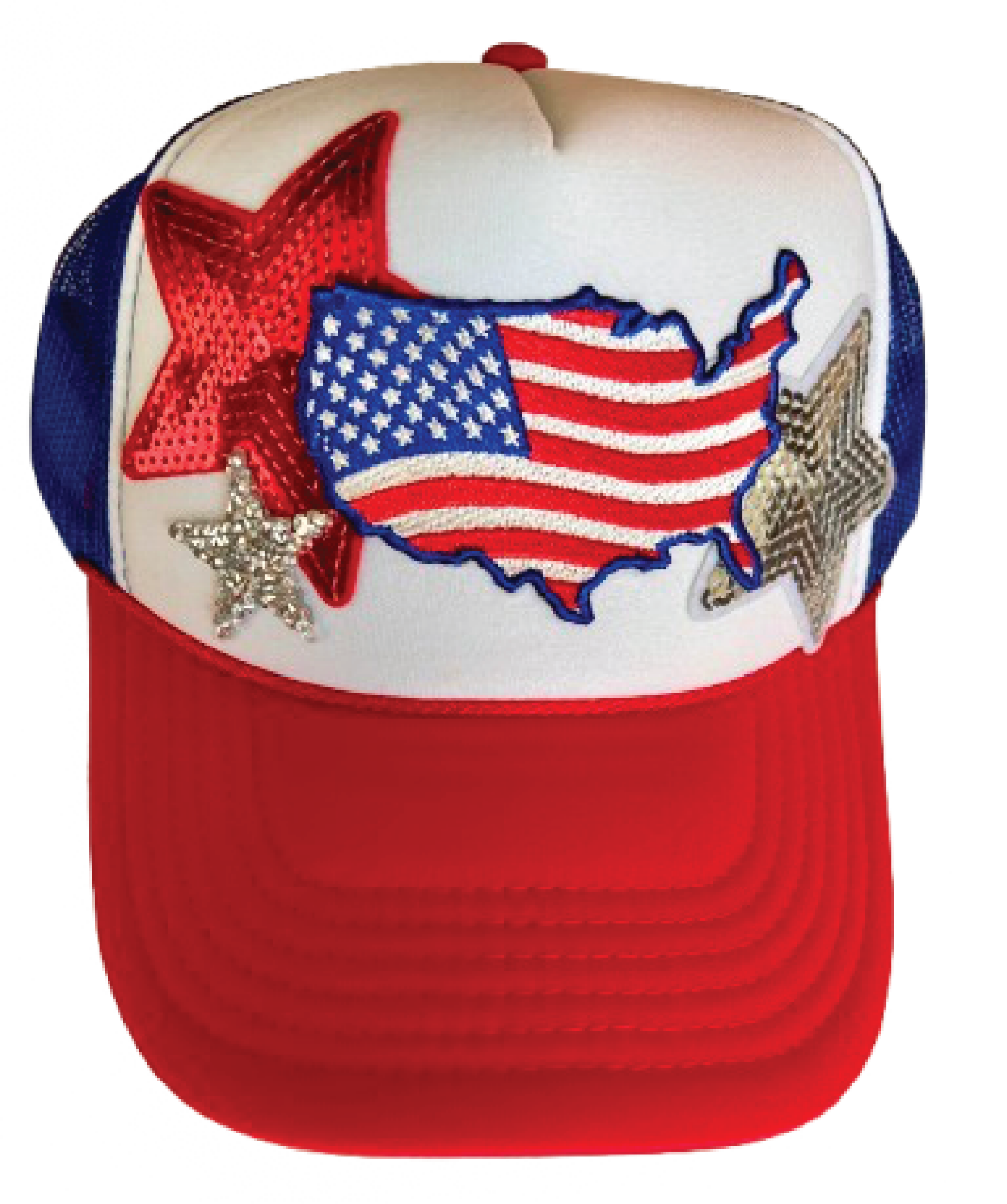 Red, White & Blue USA map Flag Trucker Hats - Grit & Grace Designs