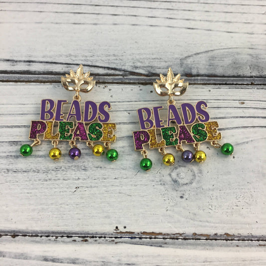 “Beads Please” Mardi Gras earrings - Grit & Grace Designs