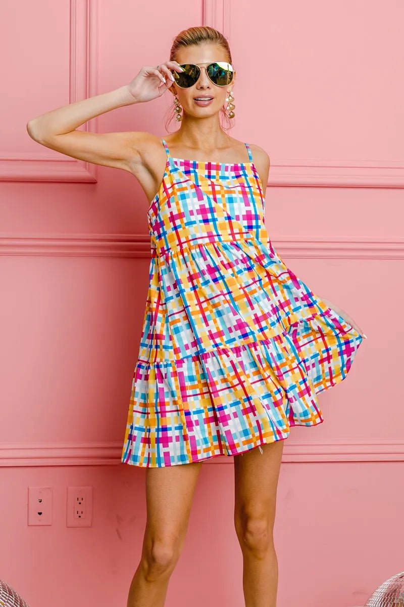 BiBi Multi Colors Plaid Sleeveless Sun Dress - Grit & Grace Designs