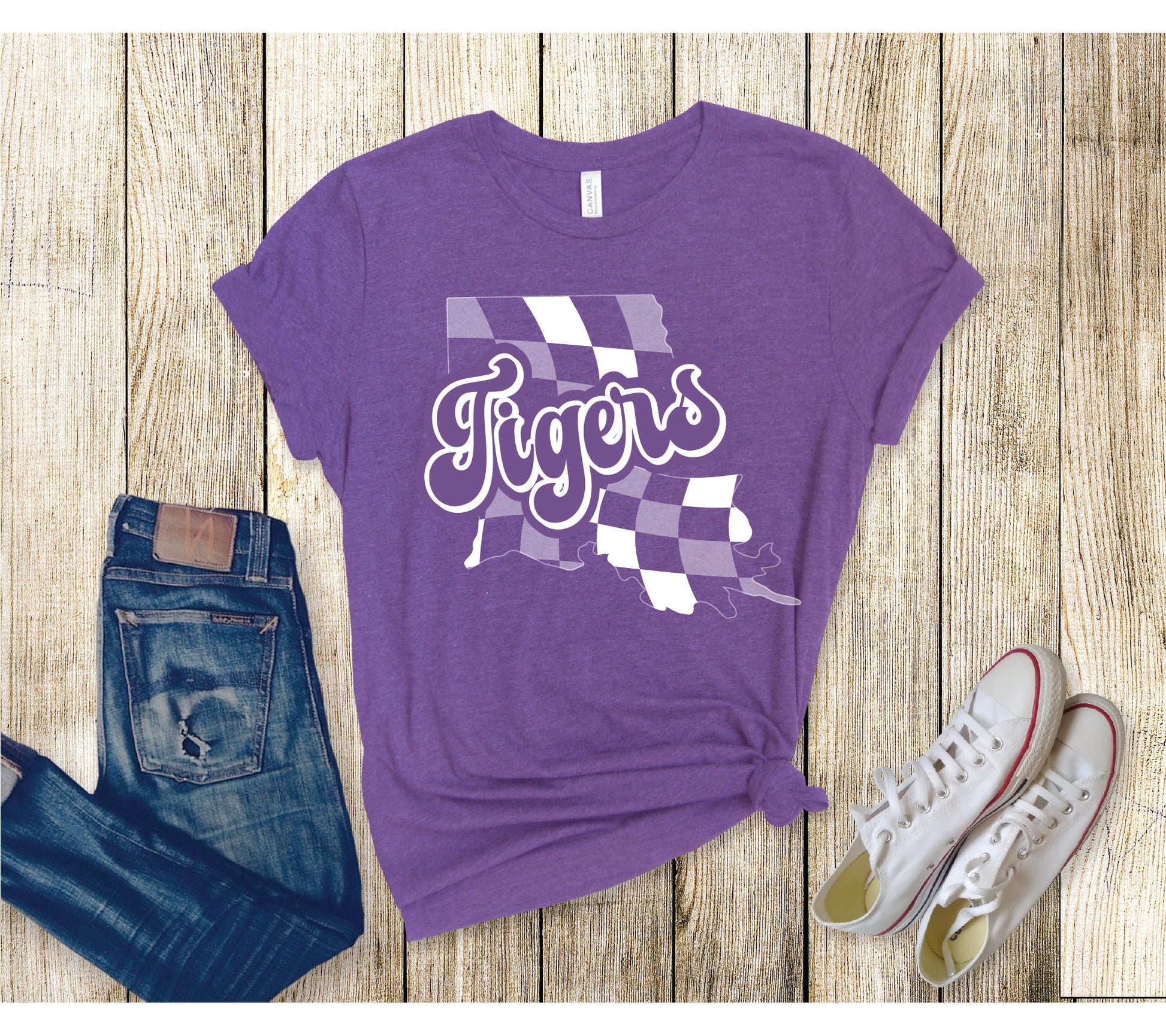 Checkered Tiger Tee - Grit & Grace Designs