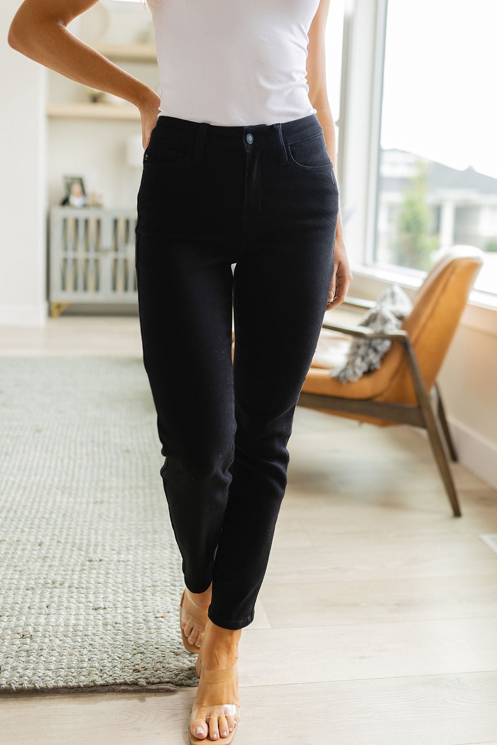 Edith Mid Rise Classic Slim Jeans in Black - Grit & Grace Designs