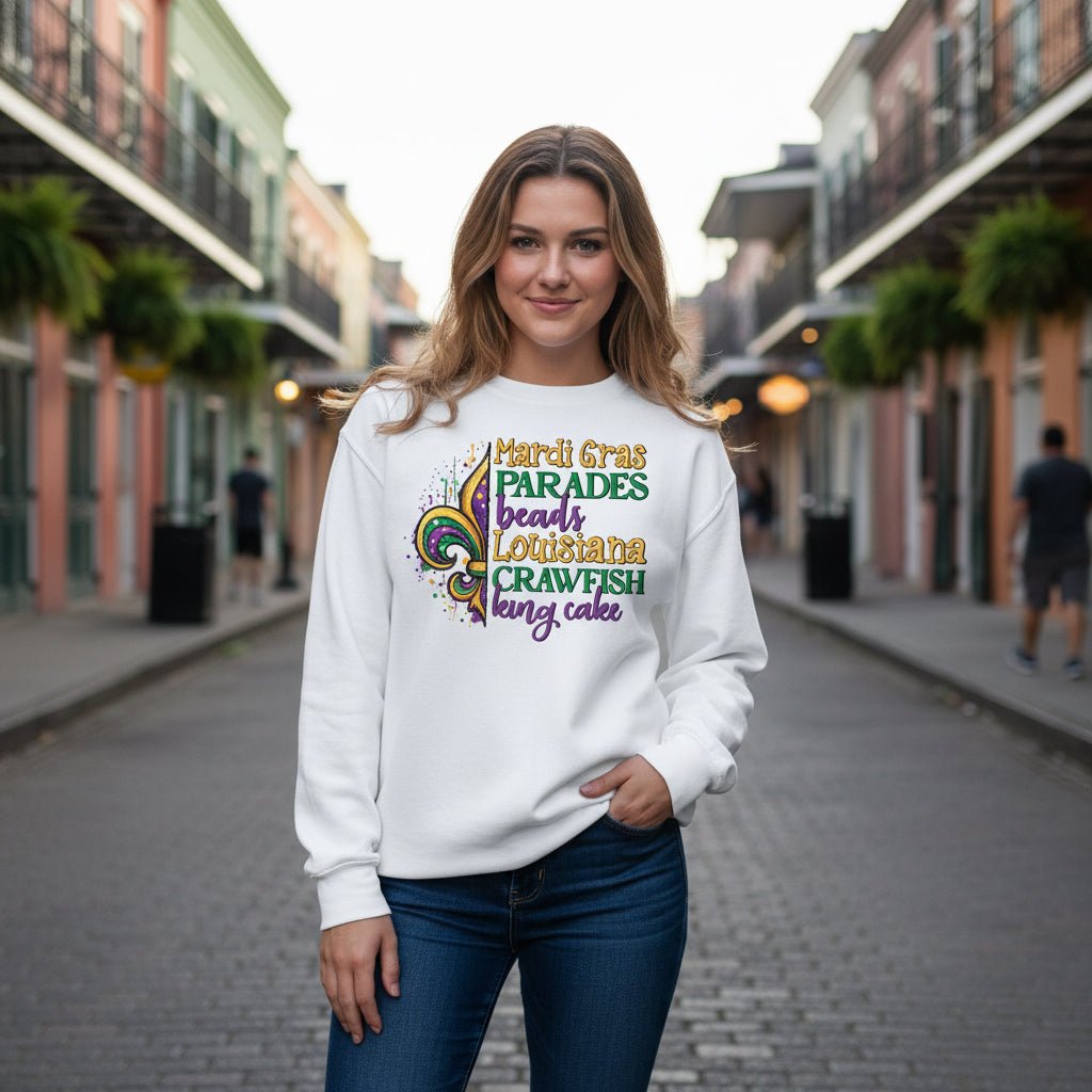 Fleur De Lis Mardi Gras Sweatshirt - Grit & Grace Designs