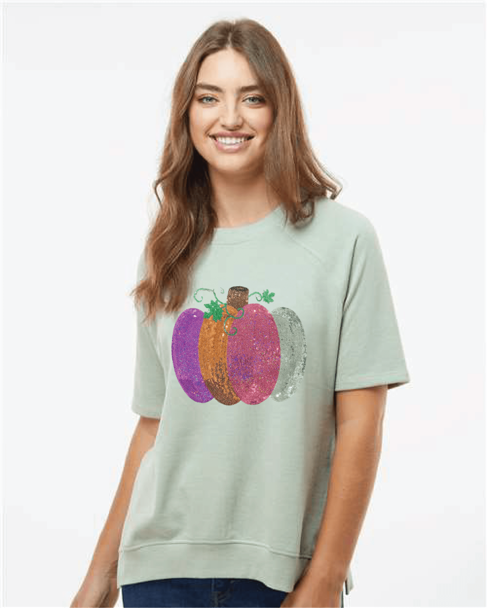 French Terry Sequin Pumpkin Tee - Grit & Grace Designs