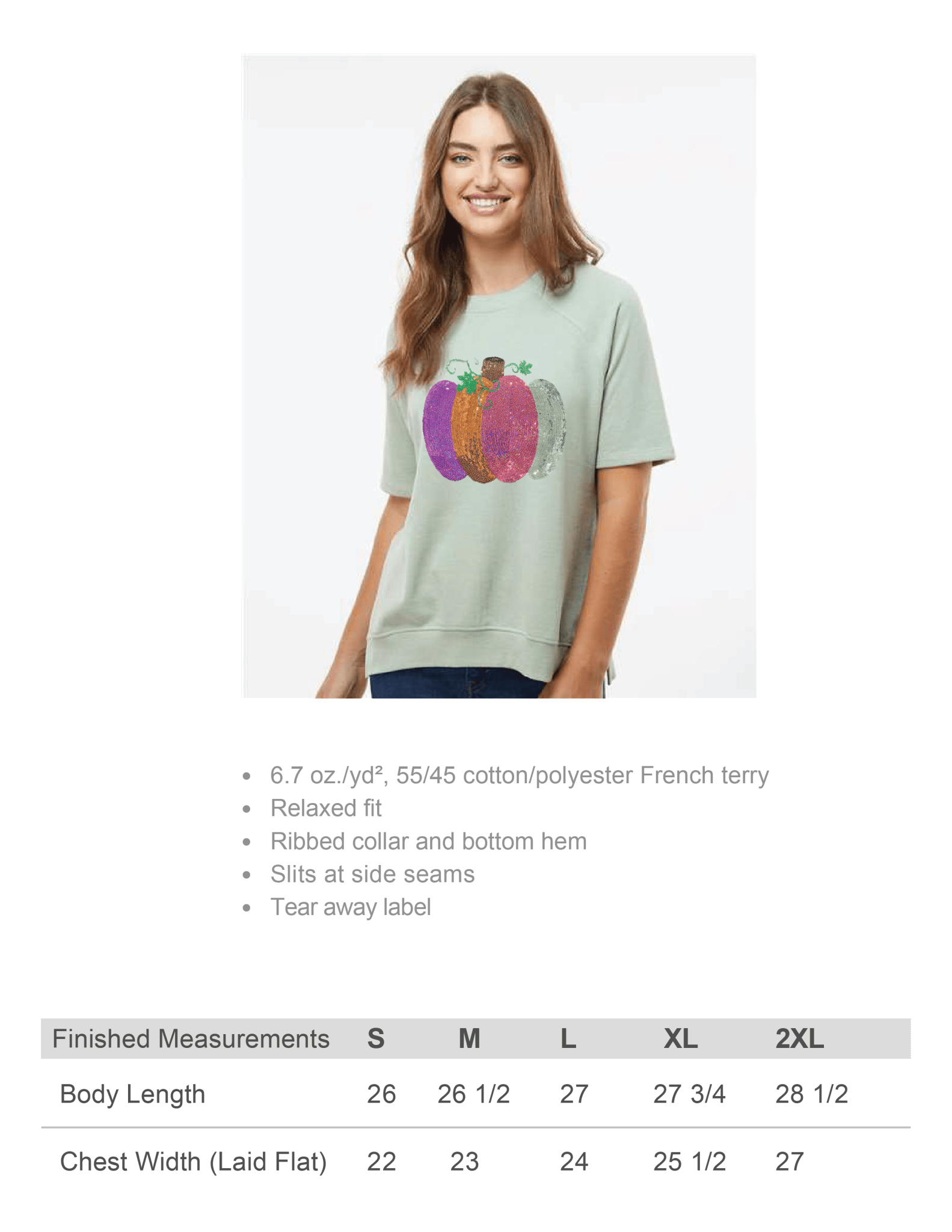 French Terry Sequin Pumpkin Tee - Grit & Grace Designs