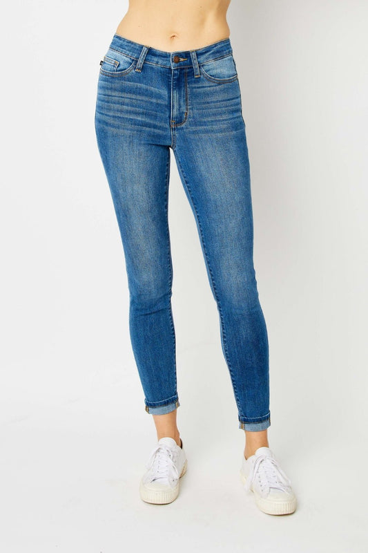 Judy Blue Full Size Cuffed Hem Skinny Jeans - Grit & Grace Designs