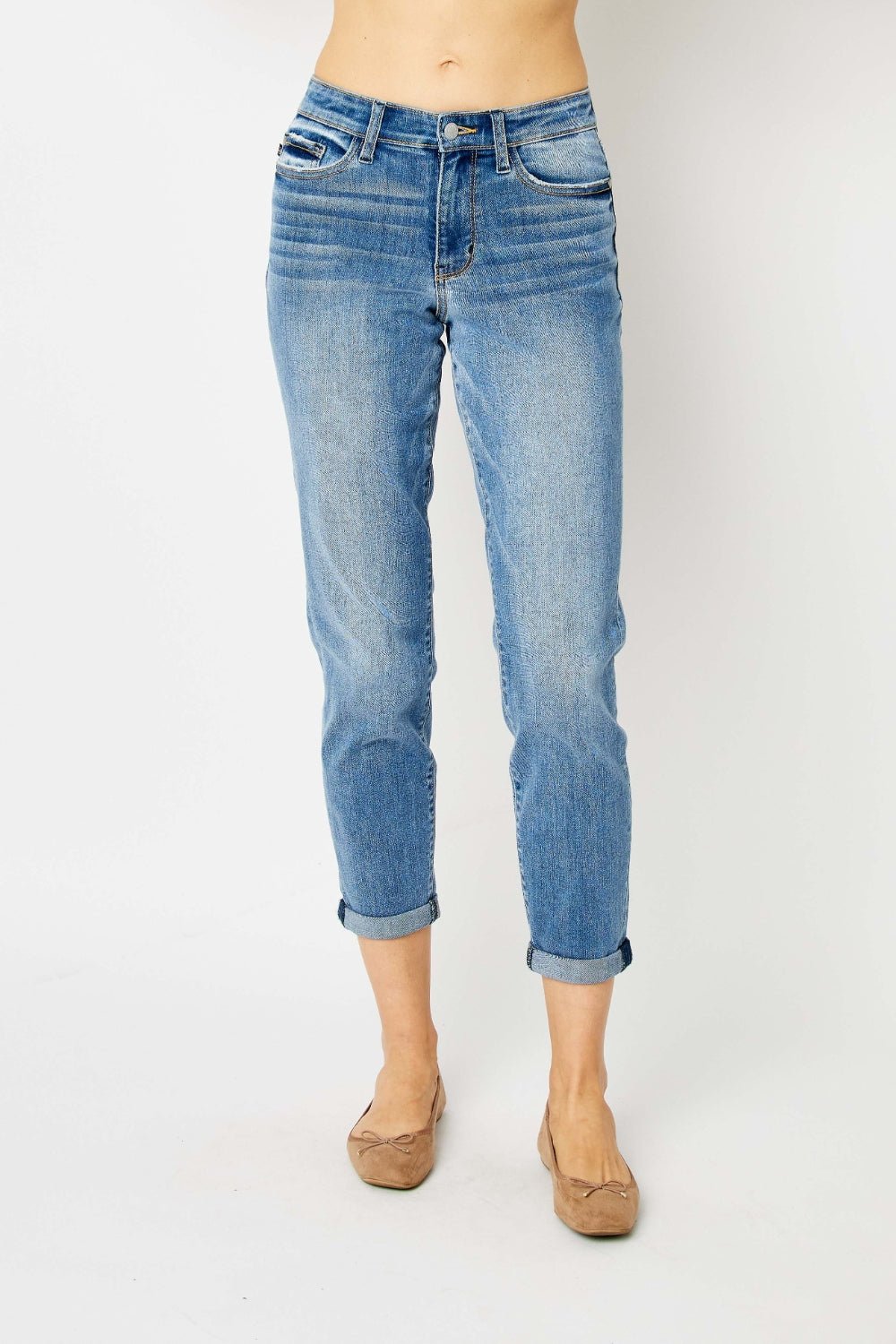 Judy Blue Full Size Cuffed Hem Slim Jeans - Grit & Grace Designs