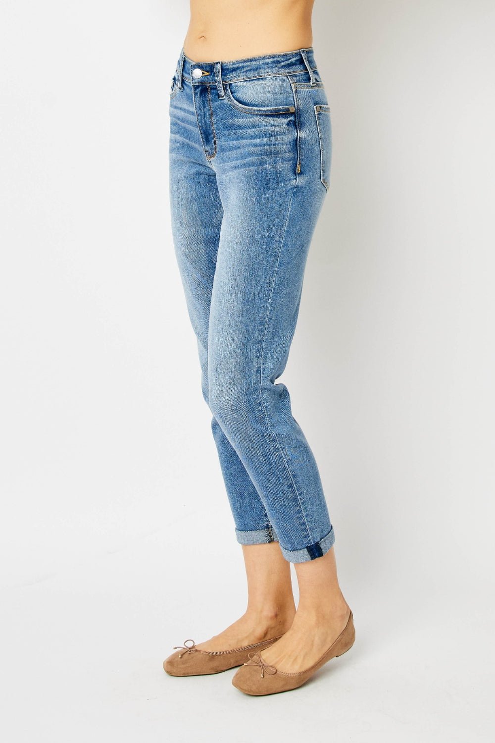 Judy Blue Full Size Cuffed Hem Slim Jeans - Grit & Grace Designs