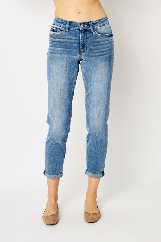 Judy Blue Full Size Cuffed Hem Slim Jeans - Grit & Grace Designs