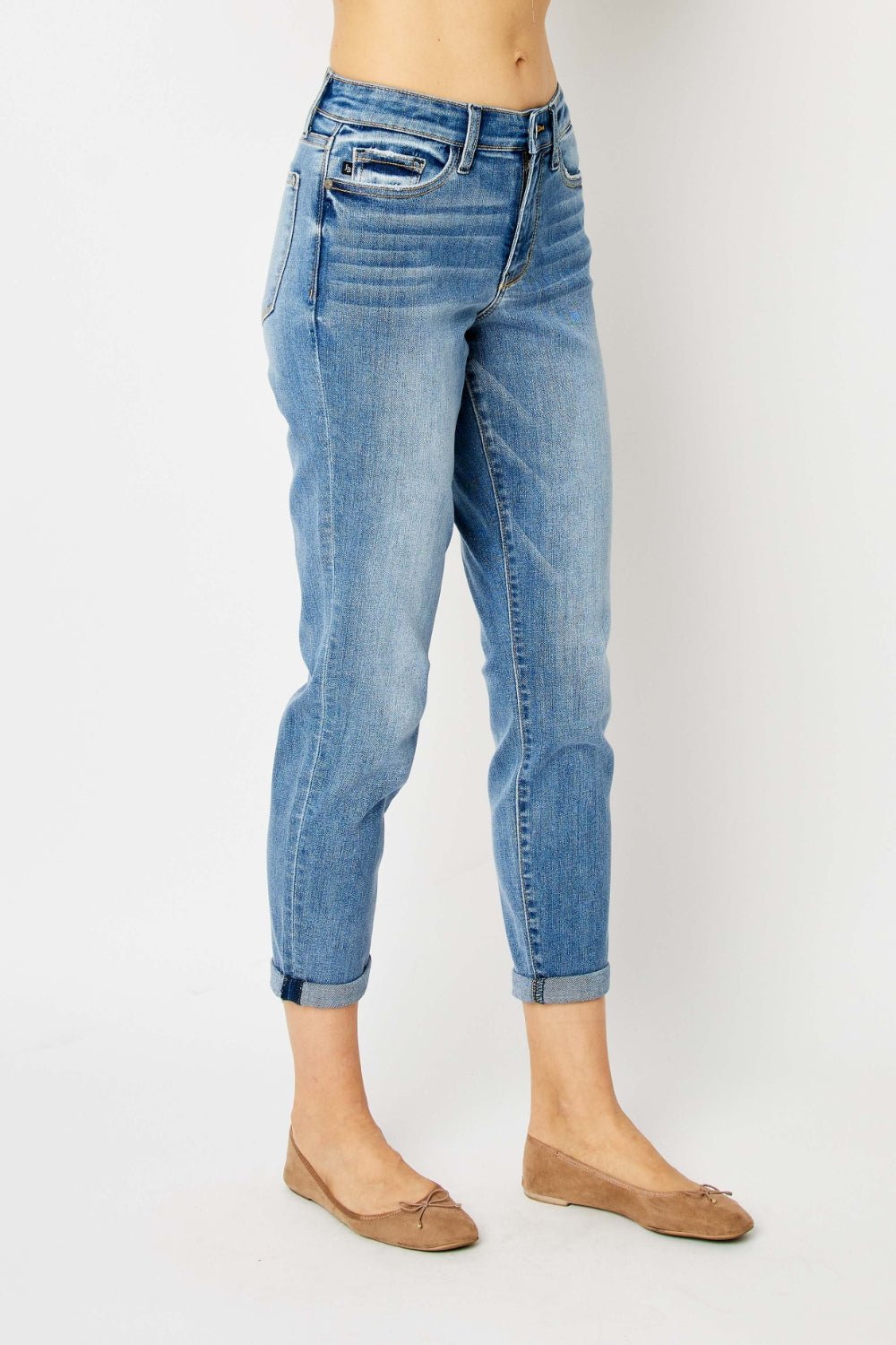 Judy Blue Full Size Cuffed Hem Slim Jeans - Grit & Grace Designs