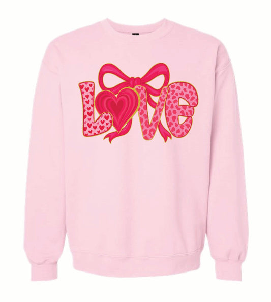 Loved Printed Bow Sweatshirt - Grit & Grace Designs