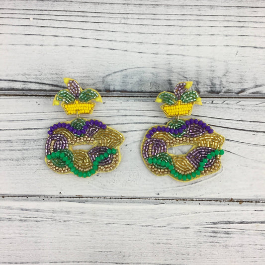 Mardi Gras King Cake Bead Earrings - Grit & Grace Designs